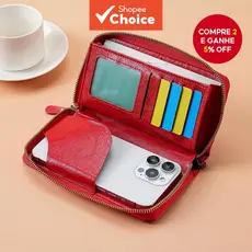 Moda Feminina Carteira Longa Grande Capacidade Organizador Com Zíper 14 Slots Para Cartão Alça De Pulso Bolso Telefone