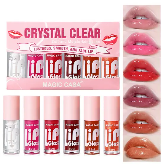 MAGIC CASA Conjunto de 6 Brilhos Labiais - Tintura de Gel Hidratante com Efeito Volume