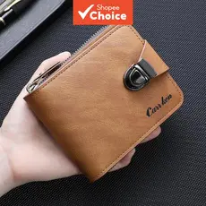 Carteira Curta Masculina CarrKen Com Zíper Empresarial – Bolsa Multifuncional Fecho Triplo E Bolso Para Moedas