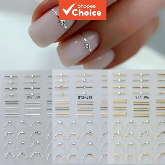 3 folhas de adesivos 3D para unhas, relevo 5D, com strass, francesinha, película para decoração DIY