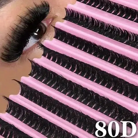 Conjunto De Cílios Postiços Longos Híbridos Volume D , 8-16 Mm , Natural Fofo Reutilizável