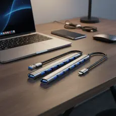 7 em 1 Hub USB 3.0 Tipo C com 4 e 7 Portas Adaptador de Energia OTG para MacBook PC Laptop Escritório