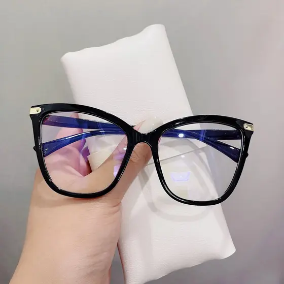 Óculos de sol estilo cat eye vintage para mulheres - armação grande, proteção contra luz azul para leitura e telas