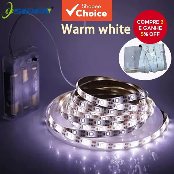 Fita de LED 2835 – iluminação flexível com caixa de pilhas, adequada para escadas, quartos, cozinhas, decorações de TV