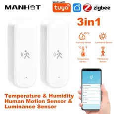 Zigbee2MQTT/Funciona com Tuya 3 em 1 Sensor de Movimento PIR Radar de Onda Milímetro com Detector de Temperatura e