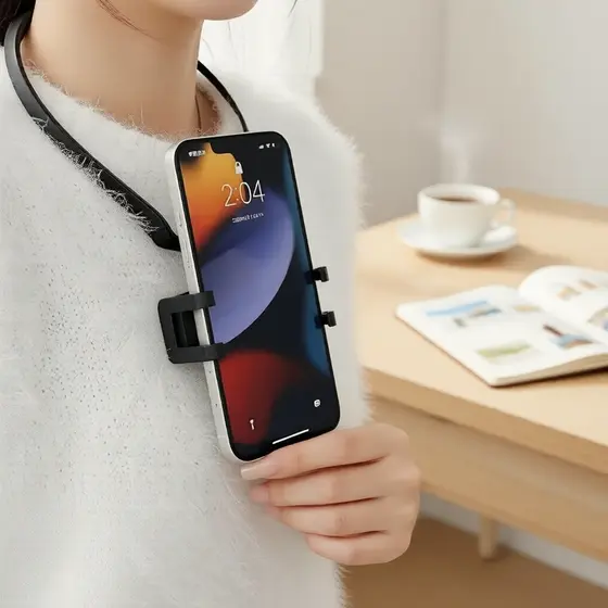 Suporte de Pescoço Mãos Livres para Celular e GoPro - Suporte de Montagem Universal com Grip de Ação