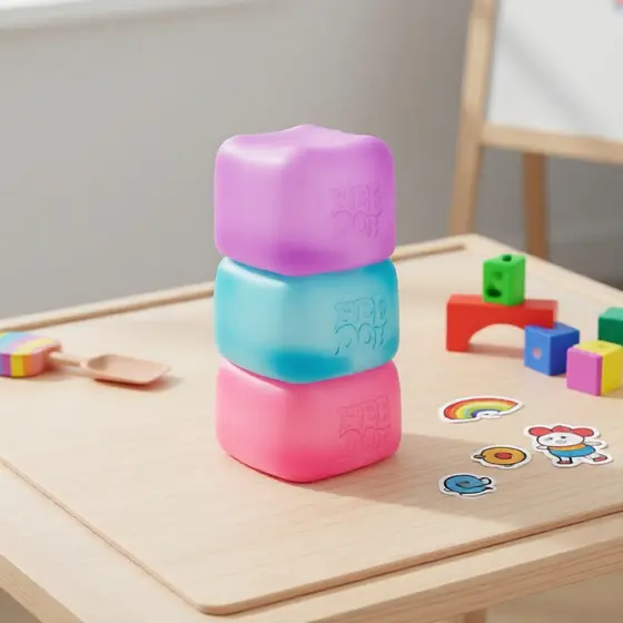 Schylling Needoh Nice Cube Squishy, textura firme para brincar sensorial