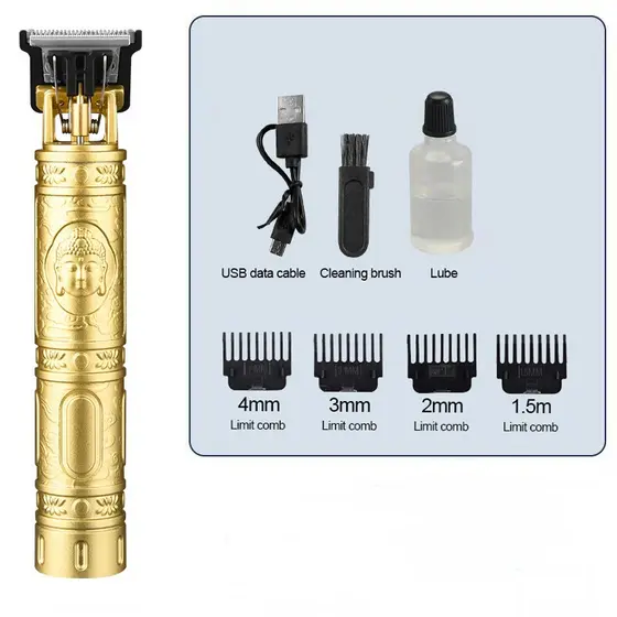 Máquina De Cortar Cabelo Sem Fio T9 , Aparador Recarregável Para Barba E Corte De Masculino , Design De Dragão Dourado