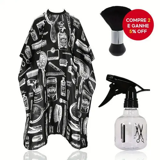 Wanmei Capa De Corte De Cabelo De 3 Peças Com Espanador De Pescoço E Acessórios De Escova Para Estilo Salão