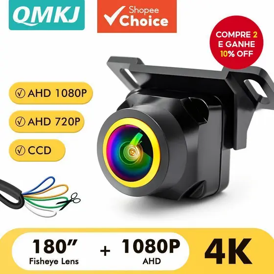 AHD CVBS 1080P Full HD Câmera de Ré para Carro 170° Lente Olho de Peixe de Ângulo Amplo Visão Noturna Câmera de Ré para