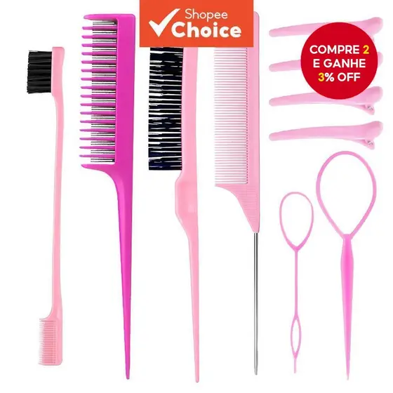 Conjunto De Pente Profissional Para Modelagem De Cabelo , 10 Peças – Cauda De Rato , Três Torçãos , Escova De Borda E Fe