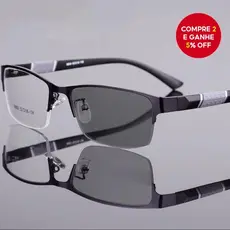 Óculos Fotocromáticos Com Bloqueio De Luz Azul , Proteção UV , Meia Armação , Masculino , Clássico De Negócios