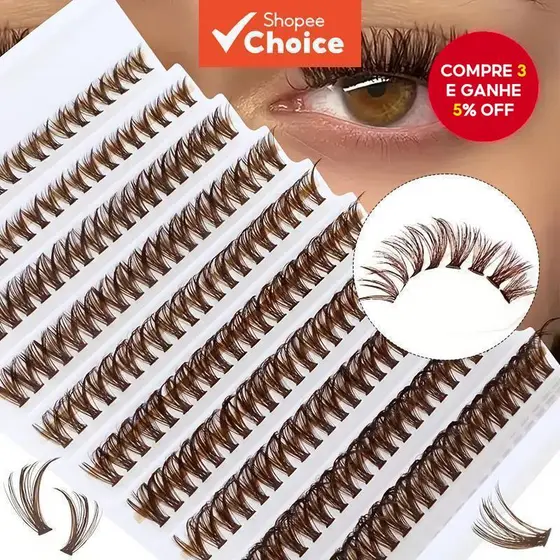 Clusters De Cílios Marrons Naturais Reutilizáveis 200pcs 8-16mm Extensões Diy Para Maquiagem Diária E De Festa
