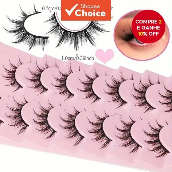 Novas 7 Pares de Cílios - Olhar Natural, Volume 3D, Fluffy, Espinhoso, Cílios para Anime e Cosplay - Pacote