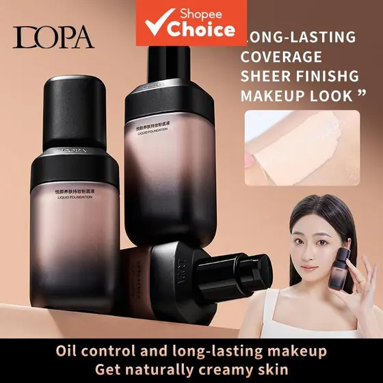 DOPA Base Líquida de Cuidado com a Pele Radiante, Cobertura Alta, Longa Duração, Aspecto Natural e Leve