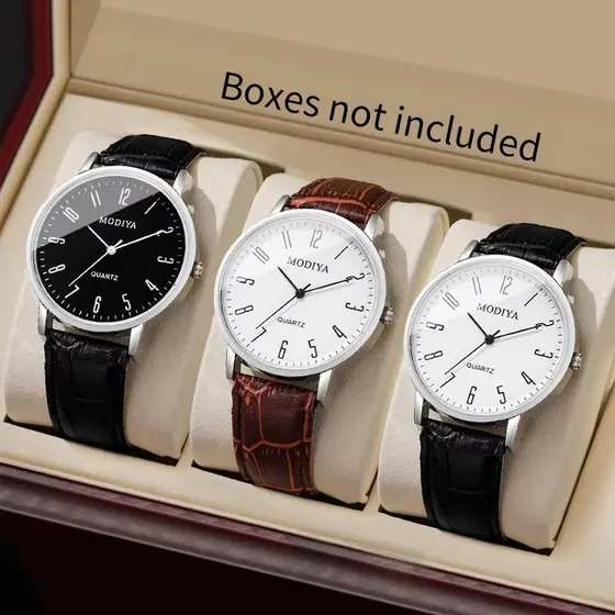 Moda Árabe Dial Relógio De Pulso De Quartzo Para Homens Casual Pulseira De Couro Relógios Negócios (Sem Caixa) Bom Prese