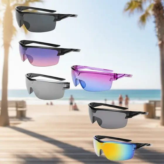 Óculos de Sol Retrô Cyberpunk UV400 com Meia Armação para Ciclismo ao Ar Livre Mulheres e Meninas