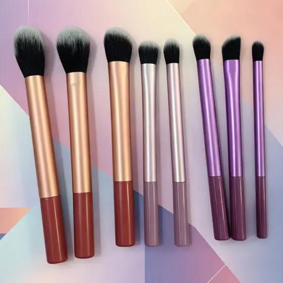 Pincel De Maquiagem 8 Unidades/Conjunto Com Cabo Longo , Pincéis Macios Coloridos Para Blush Em Pó E Sombra