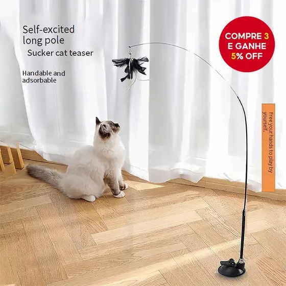 Brinquedo Interativo Para Gatos Meowjoy Com Vara De Pesca Em Aço Inoxidável, Durável E Alivia O estresse