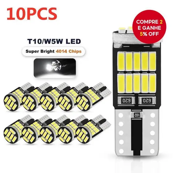 10pcs LED T10 W5W 194 501 Canbus Luz Interior Do Carro Sem Erros 26 SMD 4014 Lâmpada Branca Pura