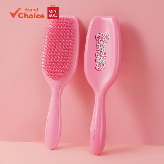 Miniso  série barbie rosa pente alisador de cabelo textura diamante 6cm x 12cm