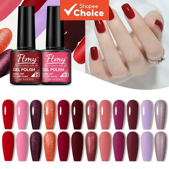 Esmalte em gel FTMY frascos individuais, várias cores 7 ml esmalte em gel sólido - LED para unhas, adequado para uso