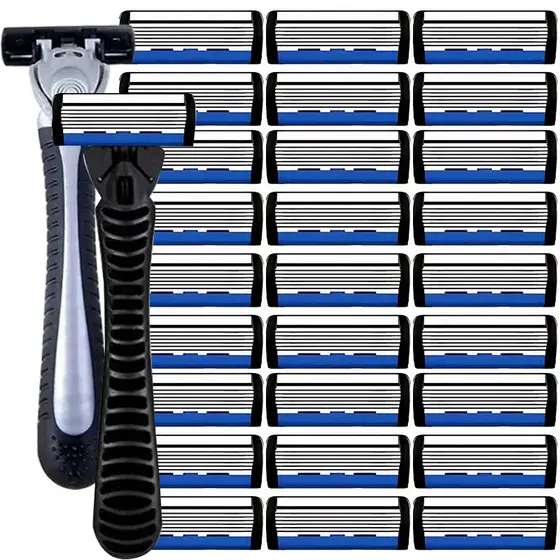 Conjunto De Lâminas De Barbear Manual Para Homens, Com Lâmina De Segurança De 6 Camadas E Cabeçotes substituíveis