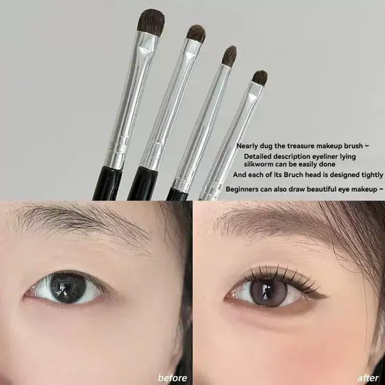 Conjunto Profissional de 4 Pincéis Precisos para Olhos, Lábios, Linhas e Detalhes para Maquiagem Impecável