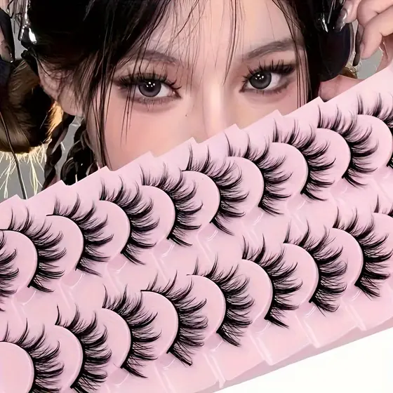10 Pares De Cílios Cômicos E Cosplay C Curl , Conjunto Postiços Naturais De Comprimento Múltiplo