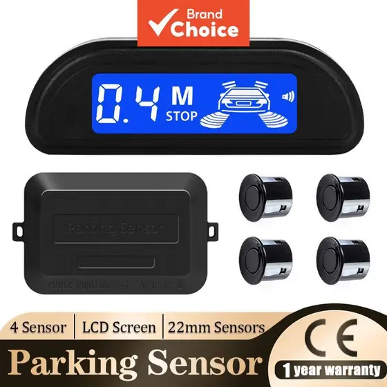 Kit Completo de Sensor de Estacionamento Traseiro HIPPCRON Com Visor Digital, Sinal Sonoro, Oito Cores, Sensores 4*22mm