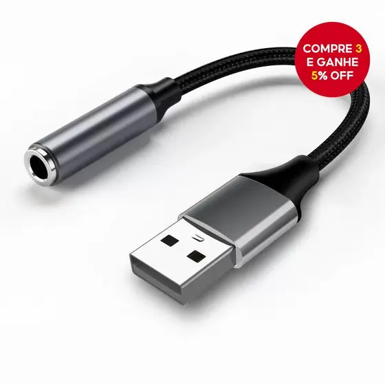 USB Para 3.5 Mm TRRS Aux Jack Cabo Trançado Adaptador De Áudio Placa De Som Estéreo Externa Conversor PC Laptop