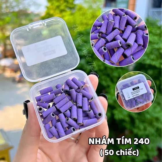 Conjunto de 50 Peças de Mini Lixas Roxas para Remover Pele Morta e Esmalte em Gel, Sem eixo