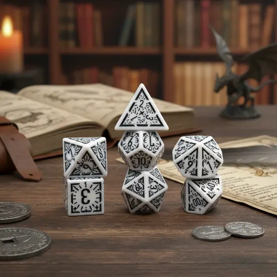 Conjunto Elegante de Dados Poliédricos com Padrão de Runa 7PCS para Jogos de Mesa e TRPG