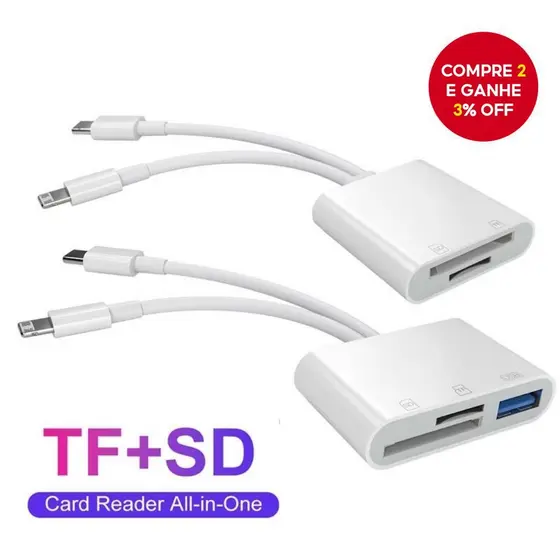 Leitor De Cartão lightnng Para SD Tipo C 2 Em 2