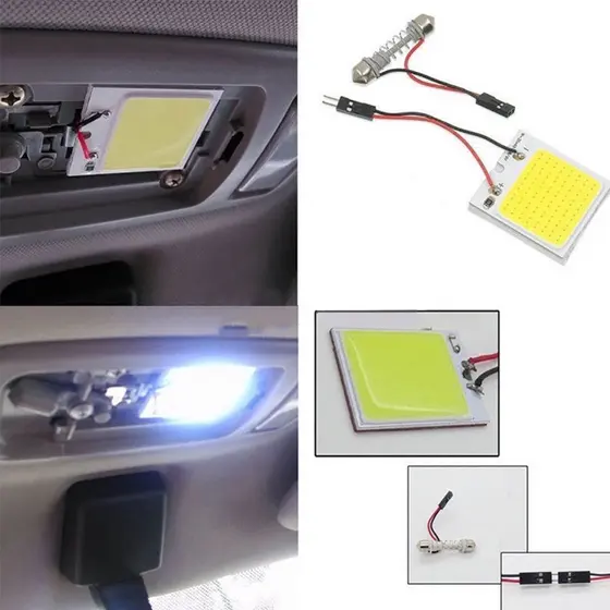 Luz Interior Do Carro LED COB-Lâmpada Cúpula Universal Com Adaptador T10 Festoon Para Telhado E Cabine