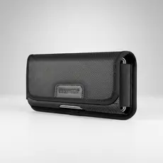 Pochete de Nylon para Celulares de 6.1 a 6.8 Polegadas - Presilha Horizontal com Porta-Cartões (Preta)