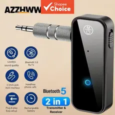 Adaptador de Áudio Bluetooth 6.0 3,5 mm AUX 2 em 1 Receptor e Transmissor para Caixa de Som Automotiva, Tablet e TV