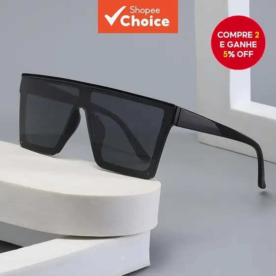Óculos de Sol Quadrados Oversized Retrô - Unissex com Proteção UV e Armação Leve para Condução Urbana e Praia