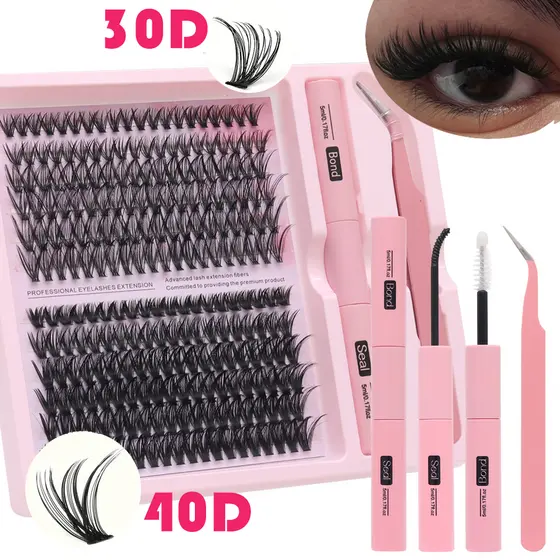C Cachos Diy Novos Clusters de Cílios Extensões 200 Pcs Individuais 40D Cluster Cílios Cílios Esvoaçantes