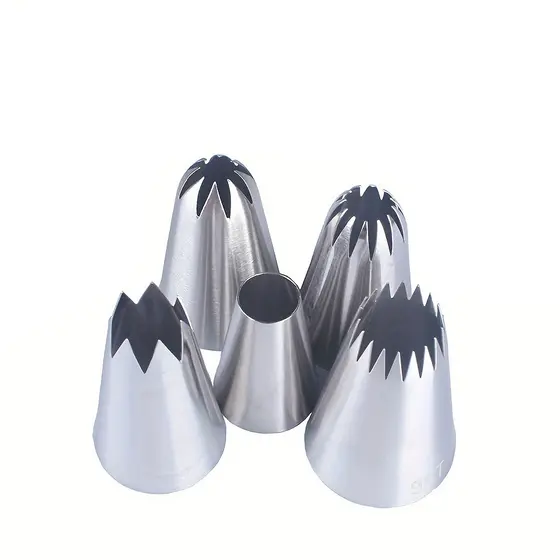 Conjunto de 5 bicos de confeitar Trendy New New tamanho grande em aço inoxidável, ferramentas de decoração de