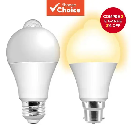 Lâmpada LED Com Sensor De Movimento E27-PIR Liga/Desliga Automática Para Iluminação De Segurança De Varanda , Escadas E