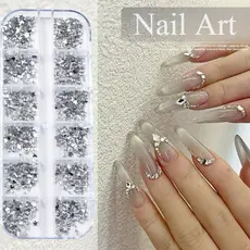 Kit de Strass para Arte de Unha, Mix de Cristais Coloridos Flatback, Cristais e Diamantes para Design de Arte de Unha,