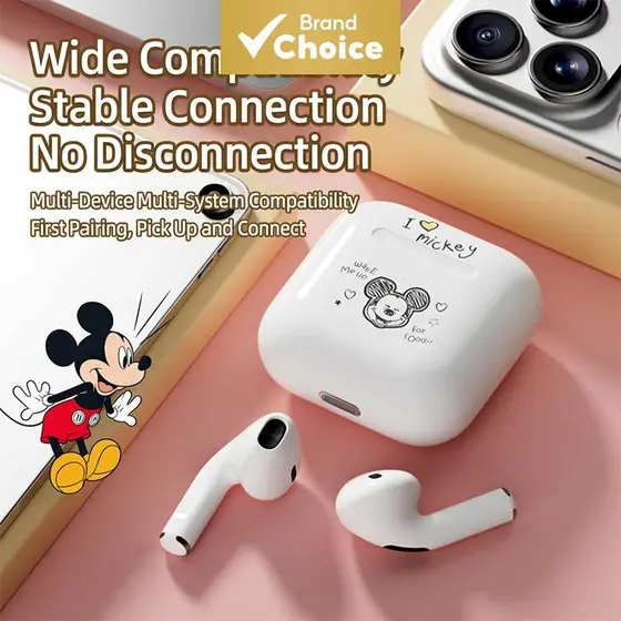 Fones de Ouvido Disney A4 Bluetooth Sem Fio Semi Intra-Auriculares Cancelamento de Ruído Fones de Ouvido HiFi Fones de