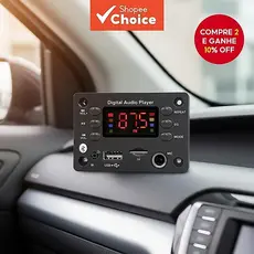 Placa de áudio Bluetooth 5.0 para carro, suporta MP3, WMA, WAV, APE, microfone mãos-livres, USB, TF, rádio FM e