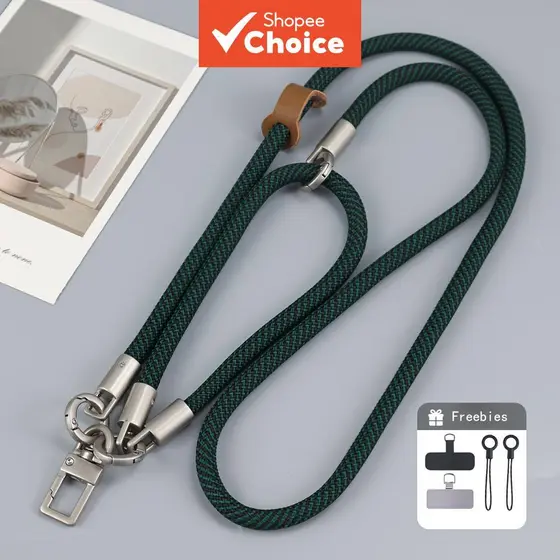 Cordão De Nylon Listrado Multidirecional 3 Em 1 Alça De Pulso De Pescoço Crossbody Para Chaves De Telefone Com Crachá De