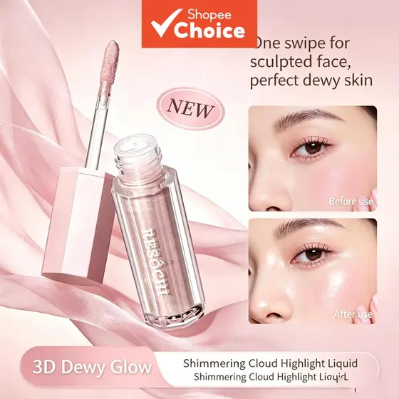 RESOCHI Glow Essential 3 Peças de Iluminador Líquido Brilhante e Aveludado, Duradouro e Misturável para Maquiagem Diária