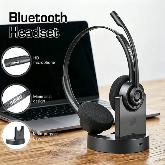 Fones de ouvido Bluetooth sem fio Beien BT108D com Bluetooth 6.0, cancelamento de ruído ENC, modo duplo, microfone