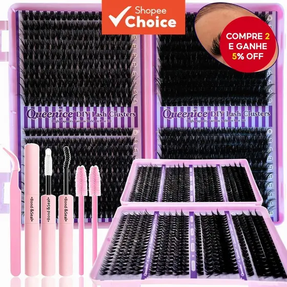 Kit de Cílios Individuais D-Curl 800pcs com Cola, Selante, Pinça e Conjunto de Pincéis.Livro de Cílios de Alta