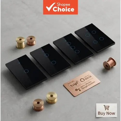 Interruptor De Parede Inteligente Wi-Fi RF433 Sem Sensor De Toque De Fio Neutro Para Tuya Alexa Google 1/2/3/4 Gang