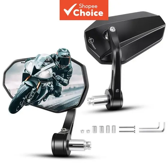 Espelhos Universais para Moto para Guidão, Espelhos Laterais para Moto com Suporte de Guidão, Bar End Mirror, Espelhos
